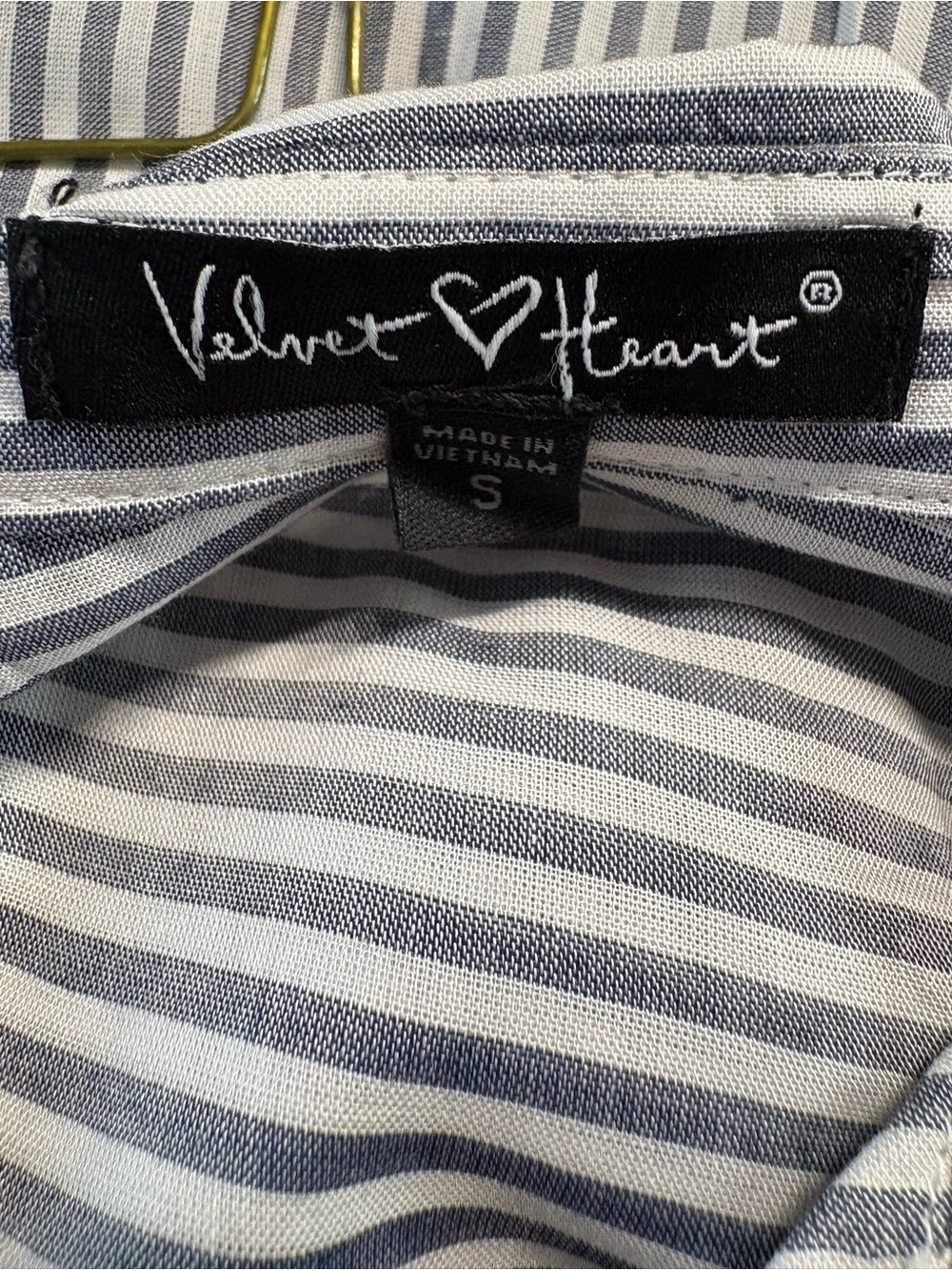 Velvet Heart Navy and White Vertical Stripe Button-Down Shirt - Picture 5 of 7